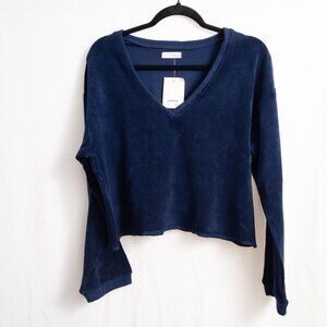 NWT Fitigues Women's Terry V-Neck Navy S